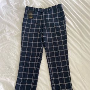 Navy Check Skinny Fit Smart Trousers